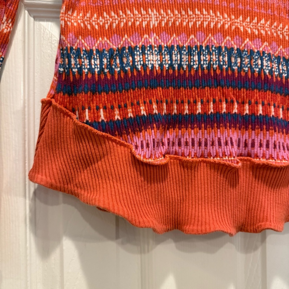 Free People Fp Movement Multicolored Rally Rib Henley Top Fired Up Combo Sz Med - Picture 6 of 10